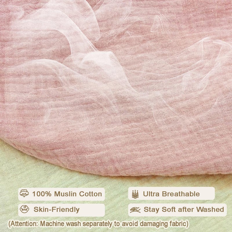 lethooly Nursing Pillow Cover - 2-Pack Muslin Cotton Removable Covers for Breastfeeding Pillows, Ultra-Soft Baby Feeding Pillowcase for Newborns, Fits 22.5"x18" Pillows (Pink & Cream) - Image 4